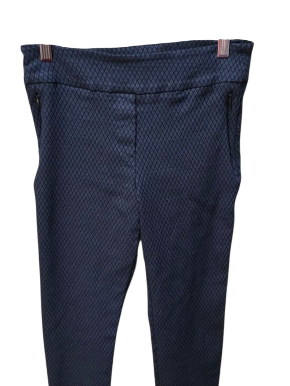Margaret M Slimming Pant Blue Diamond Print Pull On Ankle Pants Size M